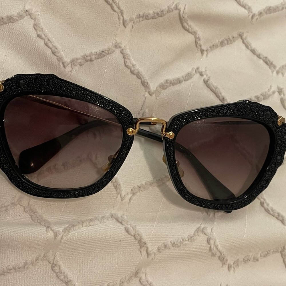 Miu Miu Cat-Eye Gradient Sunglasses With Glitter … - image 2